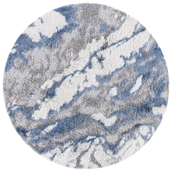SAFAVIEH Horizon Konstantinos Abstract Shag Area Rug, Grey/Blue, 8' x 8' Round