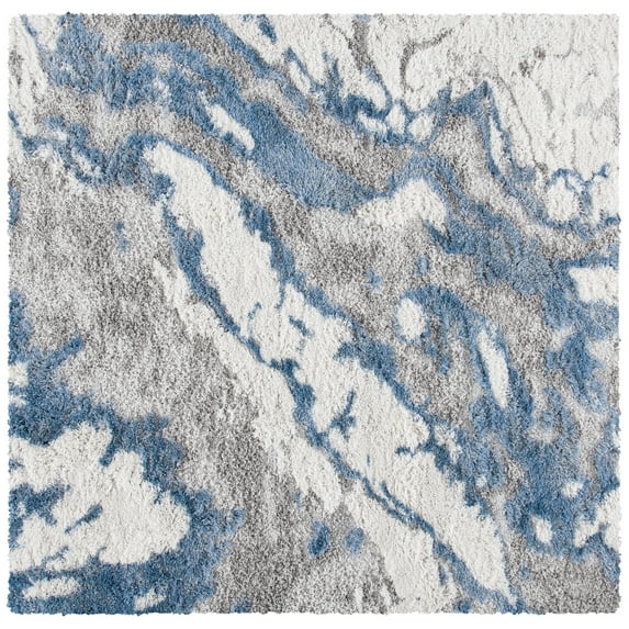 SAFAVIEH Horizon Konstantinos Abstract Shag Area Rug, Grey/Blue, 8' x 8' Square