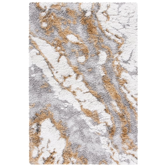 SAFAVIEH Horizon Konstantinos Abstract Shag Area Rug, Grey/Gold, 2' x 3'