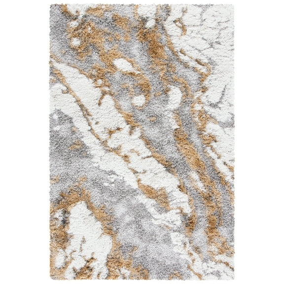 SAFAVIEH Horizon Konstantinos Abstract Shag Area Rug, Grey/Gold, 8' x 10'