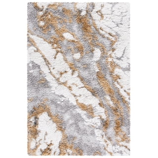 SAFAVIEH Horizon Konstantinos Abstract Shag Area Rug, Grey/Gold, 9' x 12'