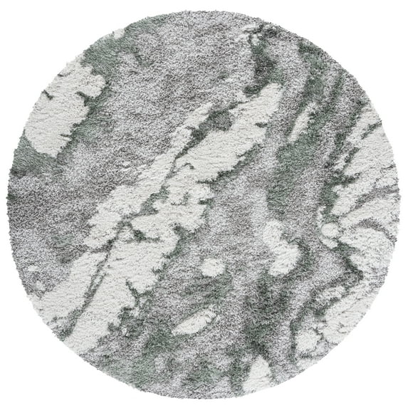 SAFAVIEH Horizon Konstantinos Abstract Shag Area Rug, Grey/Green, 3' x 3' Round