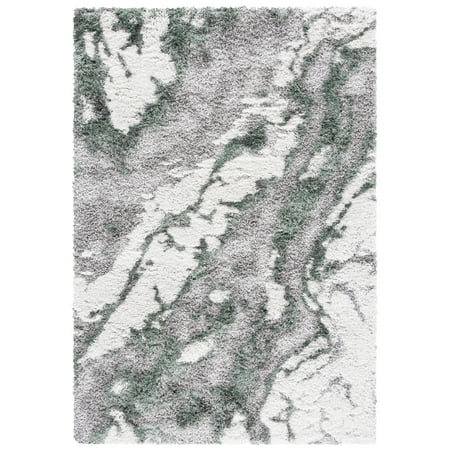 SAFAVIEH Horizon Konstantinos Abstract Shag Area Rug, Grey/Green, 5'3" x 7'7"