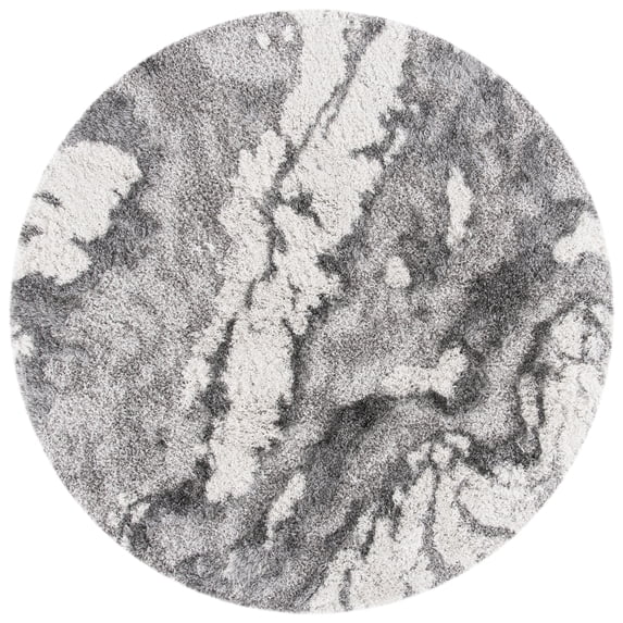 SAFAVIEH Horizon Konstantinos Abstract Shag Area Rug, Grey/Ivory, 4' x 4' Round