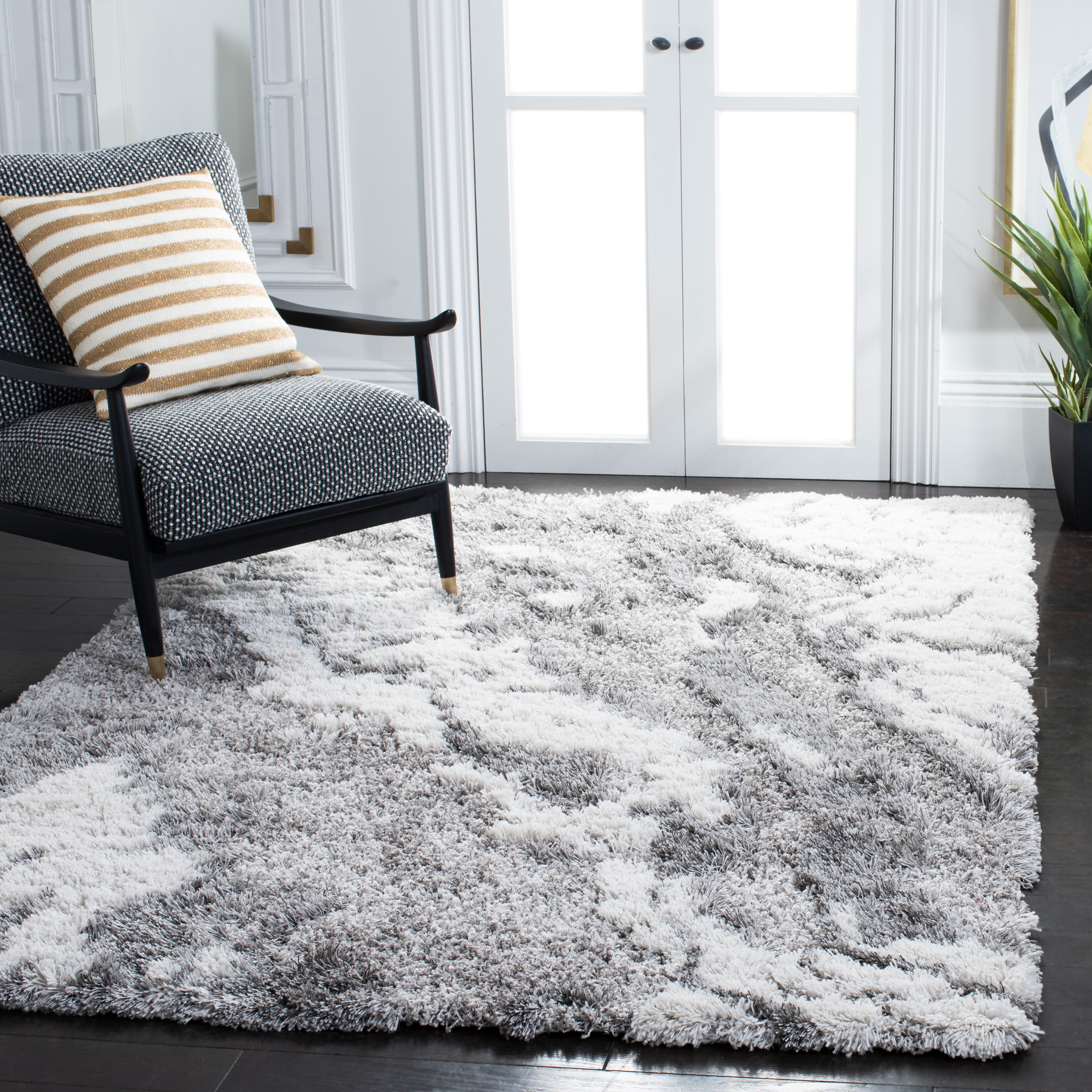 Safavieh Horizon Konstantinos Abstract Shag Area Rug, Gray/Ivory
