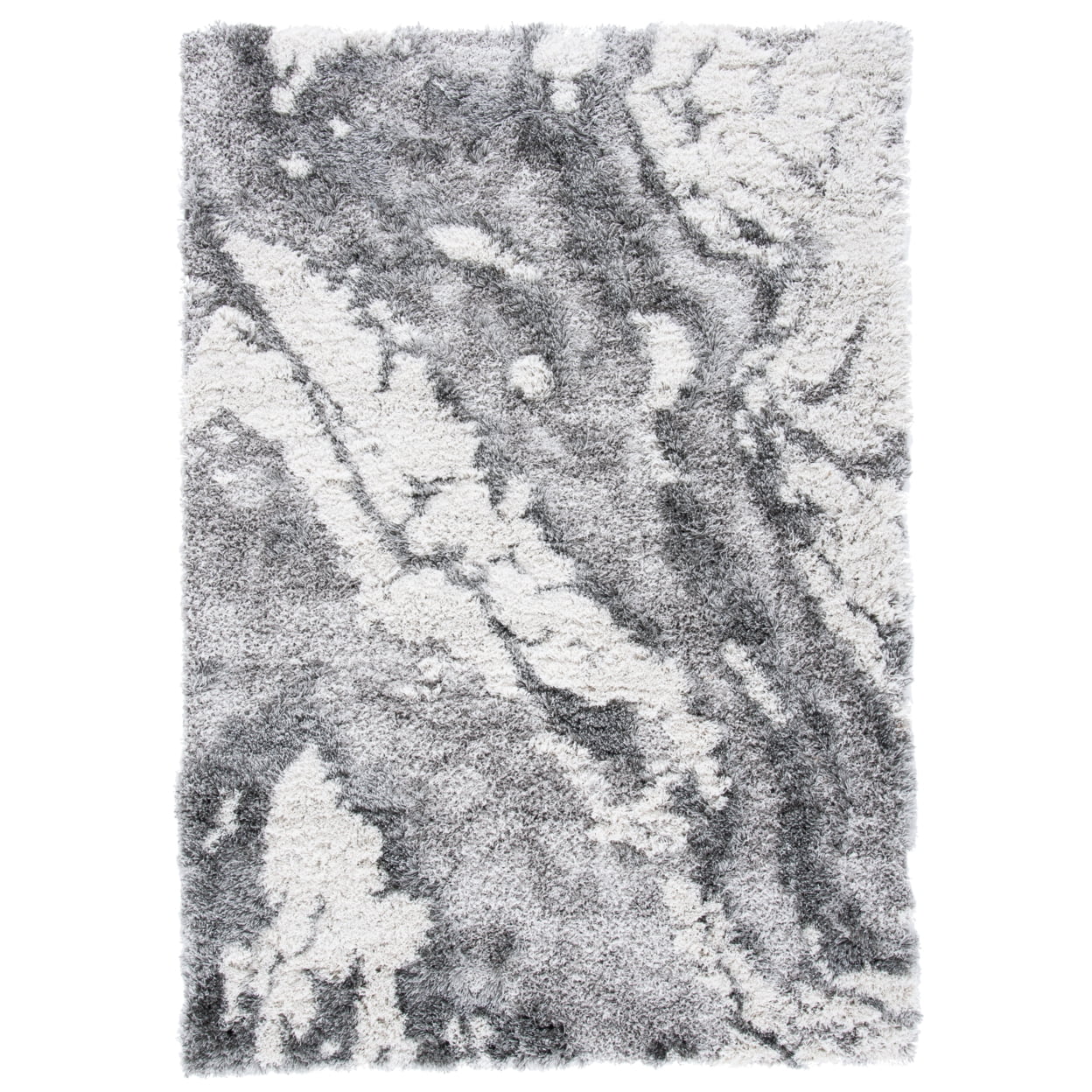Horizon Gray and Ivory Abstract Shag Area Rug 4' x 6'