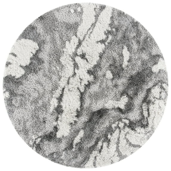 SAFAVIEH Horizon Konstantinos Abstract Shag Area Rug, Grey/Ivory, 5' x 5' Round