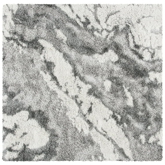 SAFAVIEH Horizon Konstantinos Abstract Shag Area Rug, Grey/Ivory, 6'7" x 6'7" Square