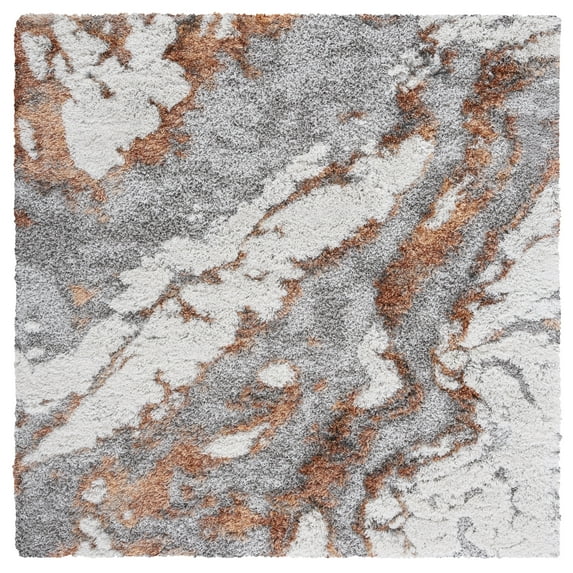 SAFAVIEH Horizon Konstantinos Abstract Shag Area Rug, Grey/Rust, 10' x 10' Square