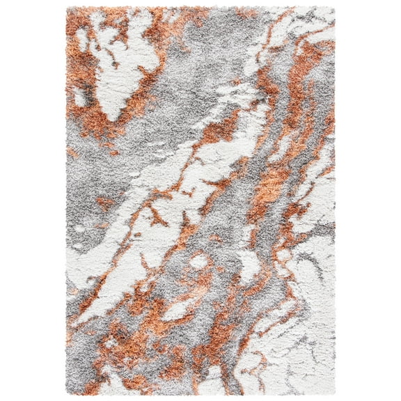 SAFAVIEH Horizon Konstantinos Abstract Shag Area Rug, Grey/Rust, 5'3" x 7'7"