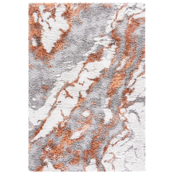 SAFAVIEH Horizon Konstantinos Abstract Shag Area Rug, Grey/Rust, 6' x 9'