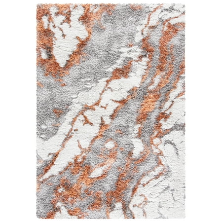 SAFAVIEH Horizon Konstantinos Abstract Shag Area Rug, Grey/Rust, 8' x 10'