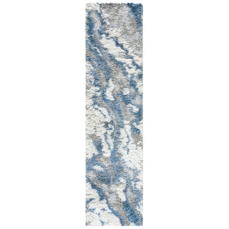 SAFAVIEH Horizon Konstantinos Abstract Shag Runner Rug, Grey/Blue, 2' x 9'
