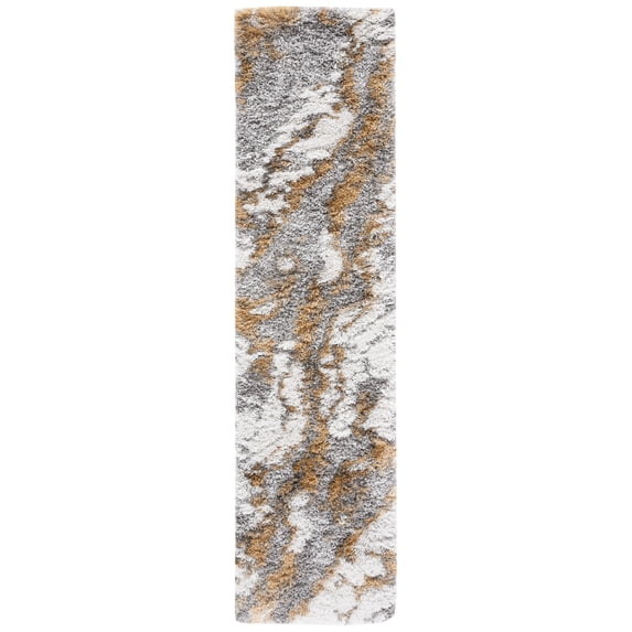 SAFAVIEH Horizon Konstantinos Abstract Shag Runner Rug, Grey/Gold, 2' x 5'