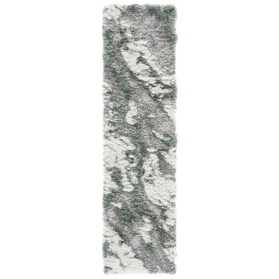 SAFAVIEH Horizon Konstantinos Abstract Shag Runner Rug, Grey/Green, 2' x 15'