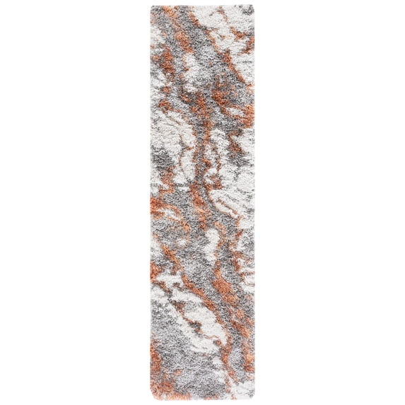 SAFAVIEH Horizon Konstantinos Abstract Shag Runner Rug, Grey/Rust, 2' x 21'