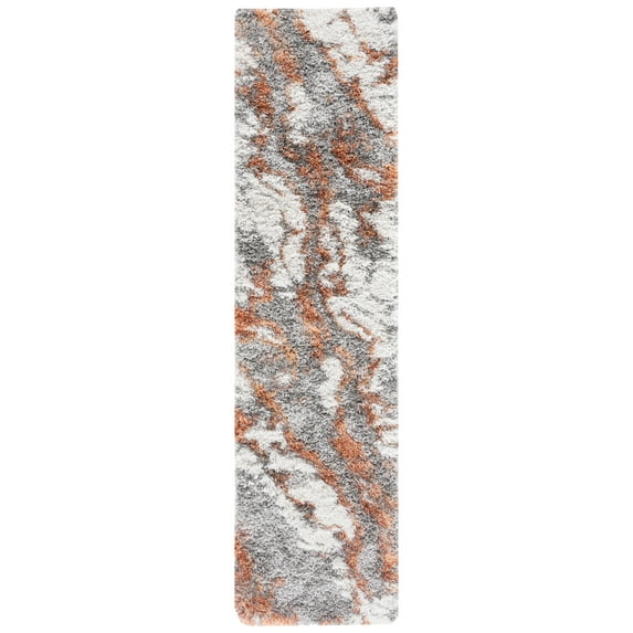 SAFAVIEH Horizon Konstantinos Abstract Shag Runner Rug, Grey/Rust, 2' x 7'