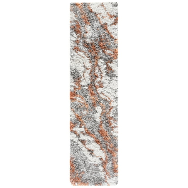 SAFAVIEH Horizon Konstantinos Abstract Shag Runner Rug, Grey/Rust, 2' x 9'