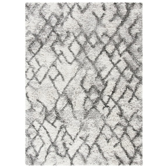 SAFAVIEH Horizon Milica Abstract Distressed Shag Area Rug, Grey/Ivory, 4' x 6'
