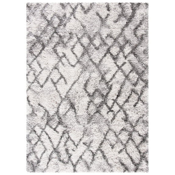 SAFAVIEH Horizon Milica Abstract Shag Area Rug, Grey/Ivory, 10' x 14'
