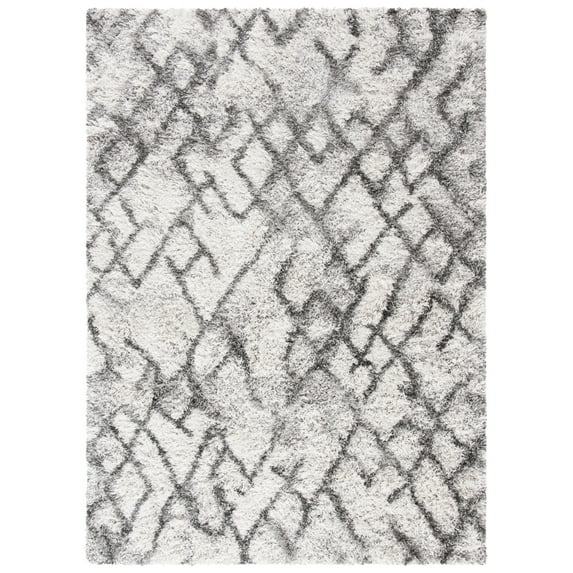 SAFAVIEH Horizon Milica Abstract Shag Area Rug, Grey/Ivory, 3' x 5'