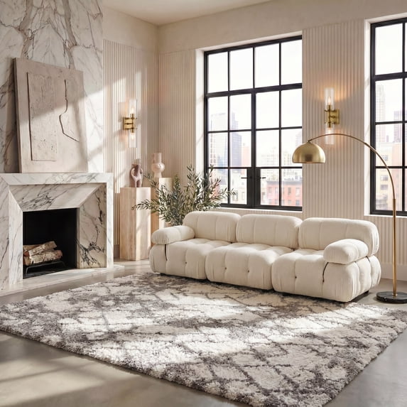Safavieh Horizon Milica Abstract Shag Area Rug, Gray/Ivory, 5'3" x 7'7"