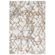 SAFAVIEH Horizon Milica Abstract Shag Area Rug, Ivory/Gold, 8' x 10'