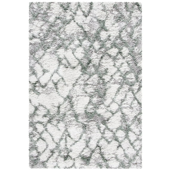 SAFAVIEH Horizon Milica Abstract Shag Area Rug, Ivory/Green, 3' x 5'