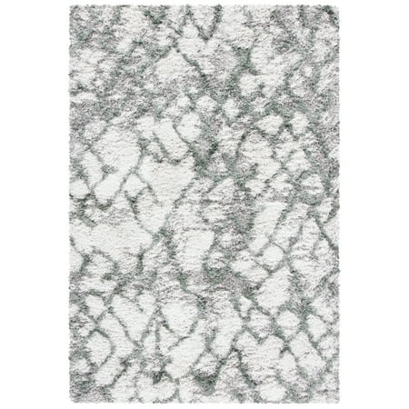 SAFAVIEH Horizon Milica Abstract Shag Area Rug, Ivory/Green, 4' x 6'