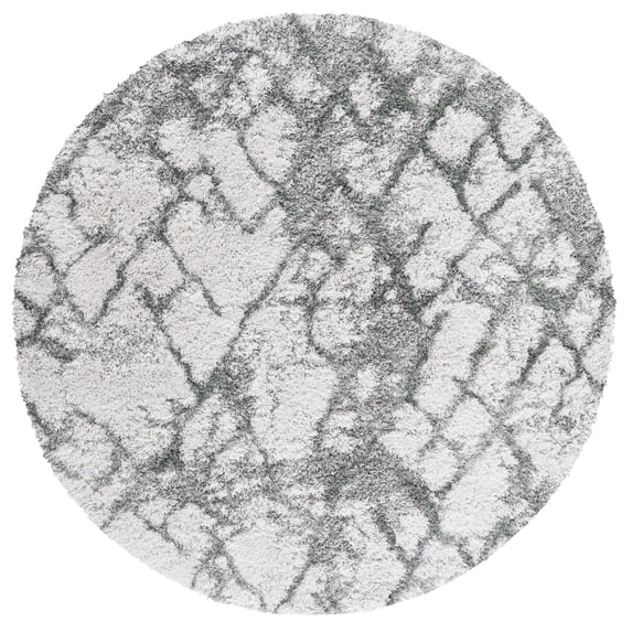 SAFAVIEH Horizon Milica Abstract Shag Area Rug, Ivory/Green, 6'7" x 6'7" Round