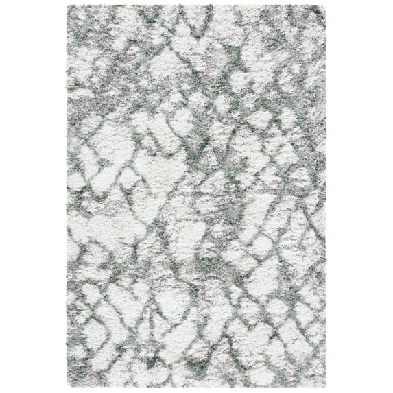 SAFAVIEH Horizon Milica Abstract Shag Area Rug, Ivory/Green, 9' x 12'