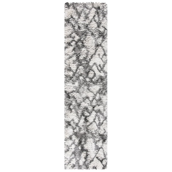 SAFAVIEH Horizon Milica Abstract Shag Runner Rug, Grey/Ivory, 2' x 9'