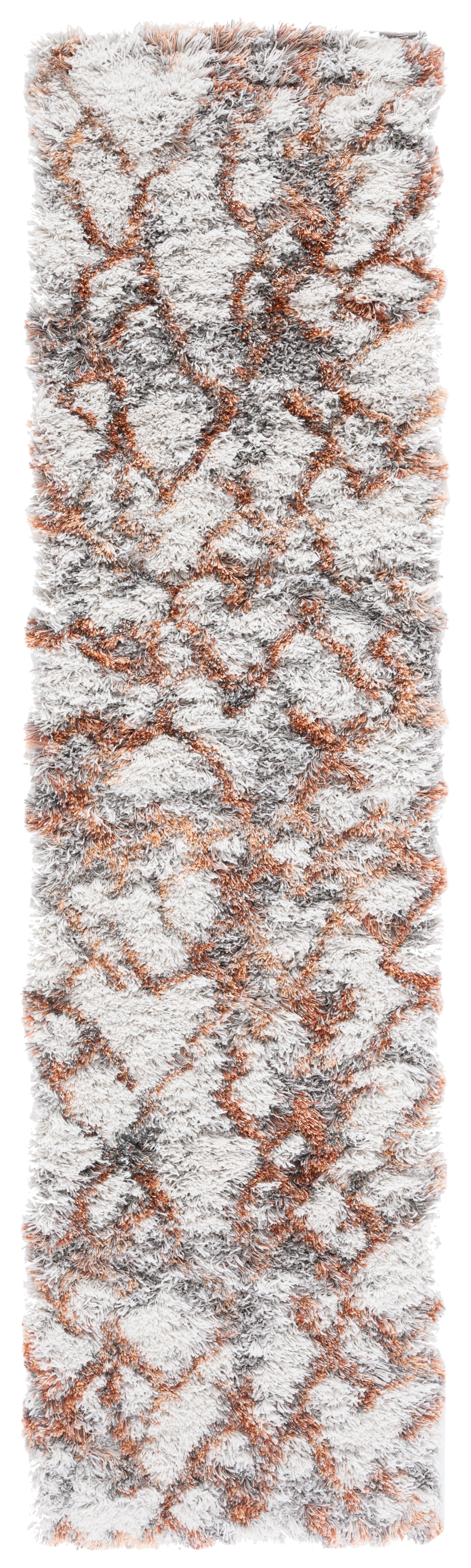 SAFAVIEH Horizon Milica Abstract Shag Runner Rug, Ivory/Rust, 2' x 8 ...