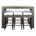 thumbnail image 1 of SAFAVIEH Horus Outdoor Patio 7 Piece Bar Dining Set, Grey Brown/White, 1 of 12