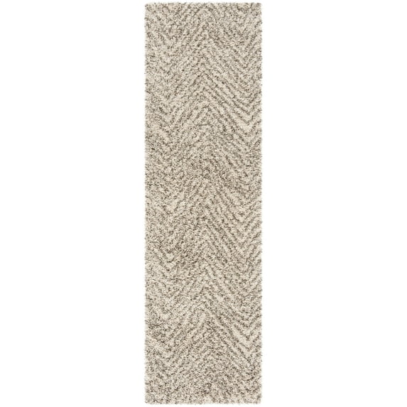 SAFAVIEH Hudson Adam Chevron Shag Runner Rug, Ivory/Grey, 2'3" x 8'