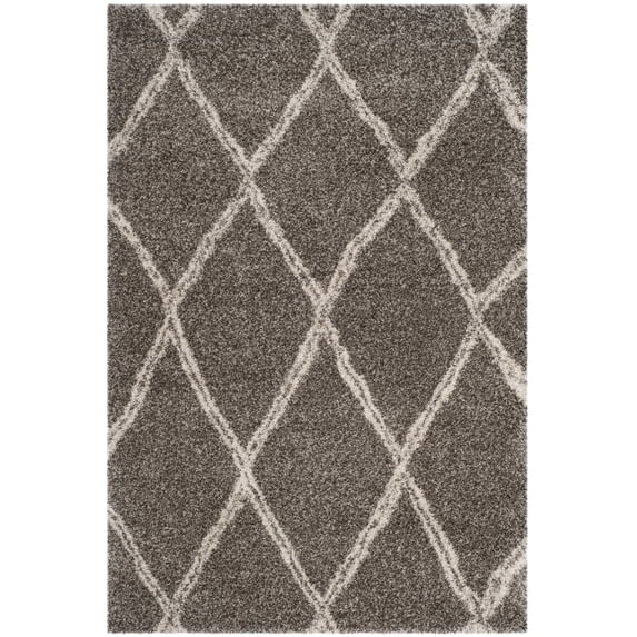 SAFAVIEH Hudson Adella Geometric Diamonds Shag Area Rug, Grey/Ivory, 5'1" x 7'6"