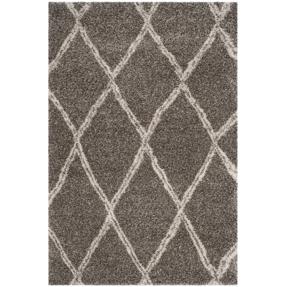 SAFAVIEH Hudson Adella Geometric Diamonds Shag Area Rug, Grey/Ivory, 5'1" x 7'6"
