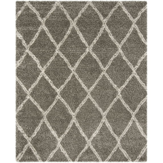 SAFAVIEH Hudson Adella Geometric Diamonds Shag Area Rug, Grey/Ivory, 9' x 12'