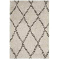 SAFAVIEH Hudson Adella Geometric Diamonds Shag Area Rug, Ivory/Grey, 5'1" x 7'6"