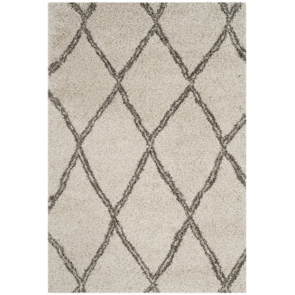 SAFAVIEH Hudson Adella Geometric Diamonds Shag Area Rug, Ivory/Grey, 5'1" x 7'6"