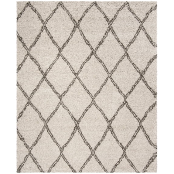 SAFAVIEH Hudson Adella Geometric Diamonds Shag Area Rug, Ivory/Grey, 8' x 10'