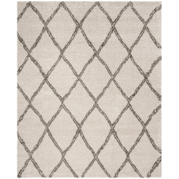 SAFAVIEH Hudson Adella Geometric Diamonds Shag Area Rug, Ivory/Grey, 8' x 10'