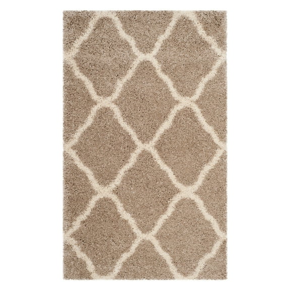 SAFAVIEH Hudson Aline Geometric Shag Area Rug, Beige/Ivory, 3' x 5'
