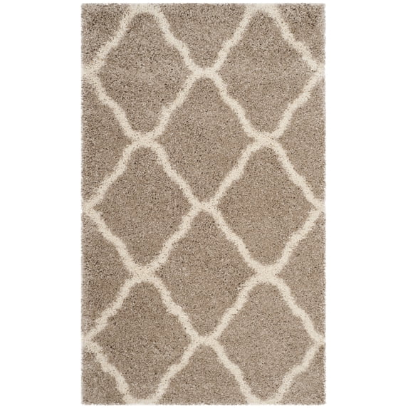 SAFAVIEH Hudson Aline Geometric Shag Area Rug, Beige/Ivory, 4' x 6'