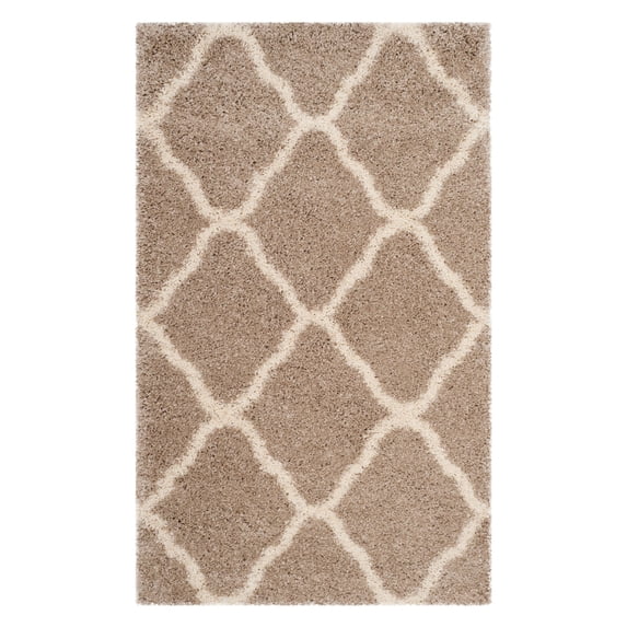 SAFAVIEH Hudson Aline Geometric Shag Area Rug, Beige/Ivory, 7' x 7' Square