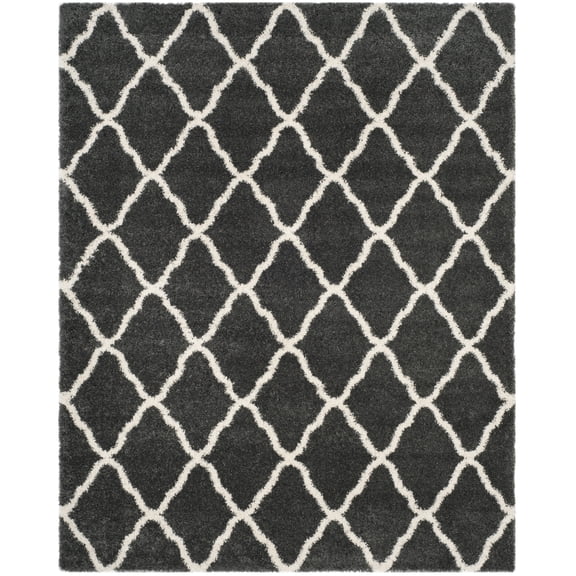 SAFAVIEH Hudson Aline Geometric Shag Area Rug, Dark Grey/Ivory, 8' x 10'