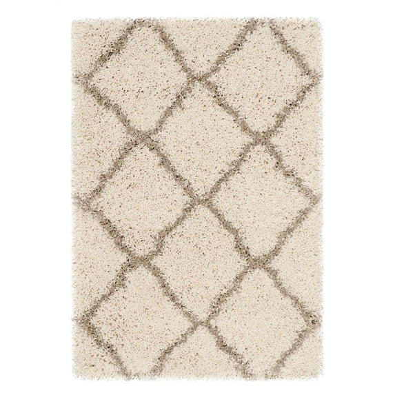 SAFAVIEH Hudson Aline Geometric Shag Area Rug, Ivory/Beige, 2' x 3'
