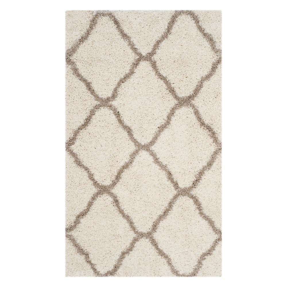 Ivory Beige 7' Round Hand-Knotted Shag Area Rug