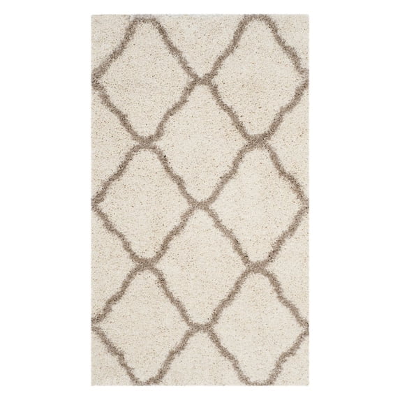 SAFAVIEH Hudson Aline Geometric Shag Area Rug, Ivory/Beige, 7' x 7' Round