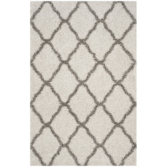 SAFAVIEH Hudson Aline Geometric Shag Area Rug, Ivory/Grey, 4' x 6'
